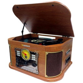 Sunstech PXRC52CD Tocadiscos con Bluetooth, Radio FM, Cassette y Conversor MP3